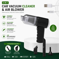 Portable Car Vacuum Cleaner & Air Blower 3-in-1 | مكنسة سيارة محمولة ومنفاخ هواء 3 في 1 zambeel