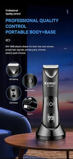 Kemei KM-1840 IPX7 Waterproof Body & Bikini Trimmer | LED Display | ماكينة إزالة الشعر zambeel