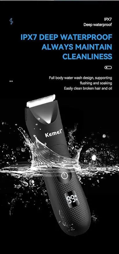Kemei KM-1840 IPX7 Waterproof Body & Bikini Trimmer | LED Display | ماكينة إزالة الشعر zambeel