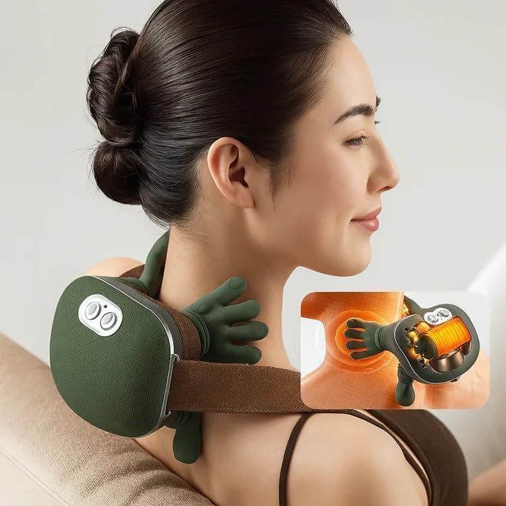 Electric Shoulder & Neck Massager – Deep Tissue Kneading + Heat Therapy for Pain Relief Riwajh