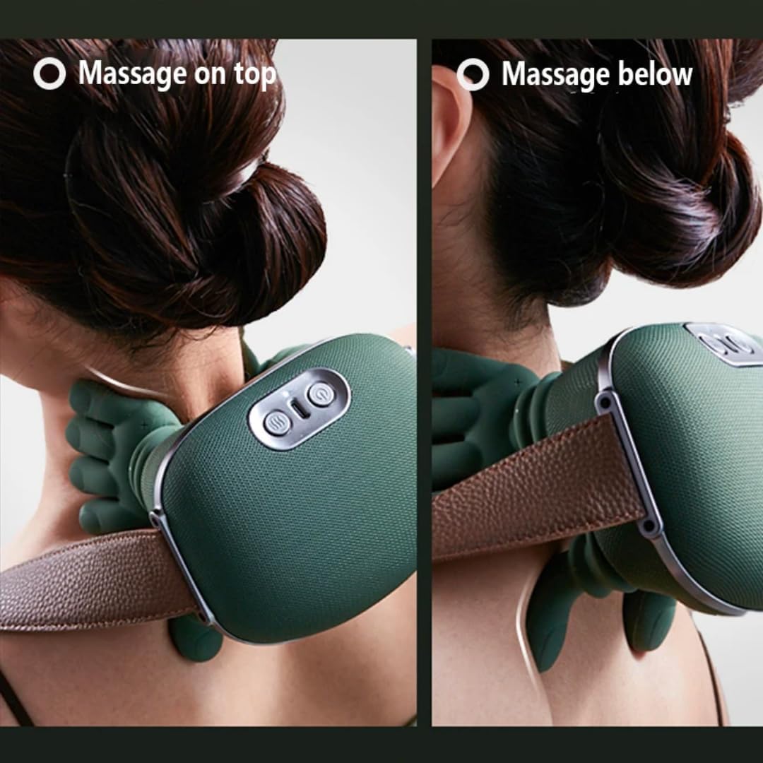 Electric Shoulder & Neck Massager – Deep Tissue Kneading + Heat Therapy for Pain Relief Riwajh