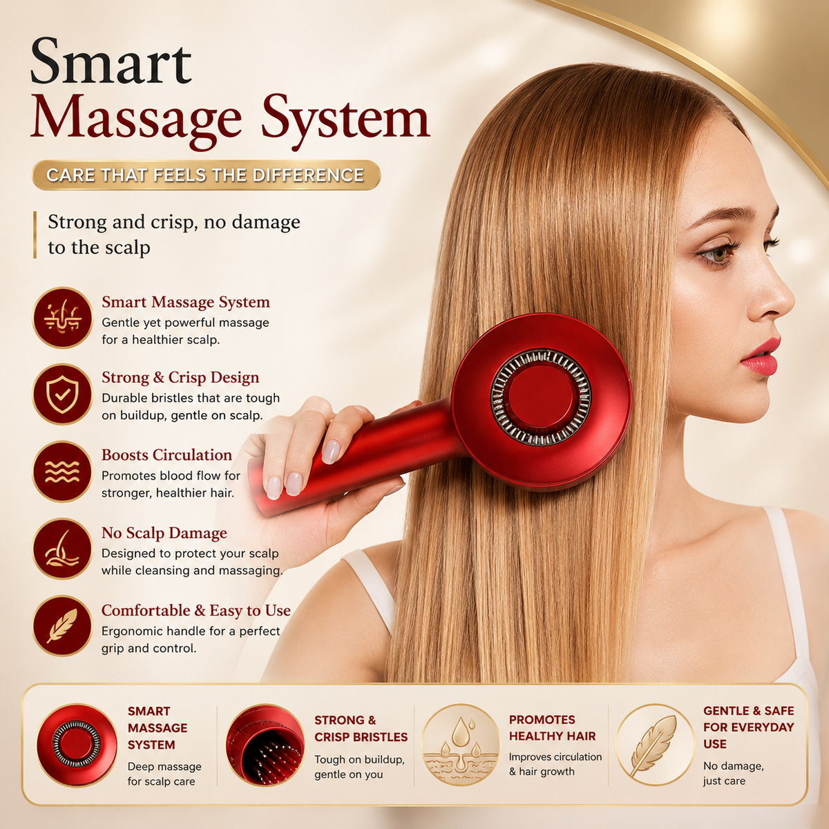 Electric Scalp Massage Brush – Oil Applicator with Red & Blue Light Therapy OasisPicks