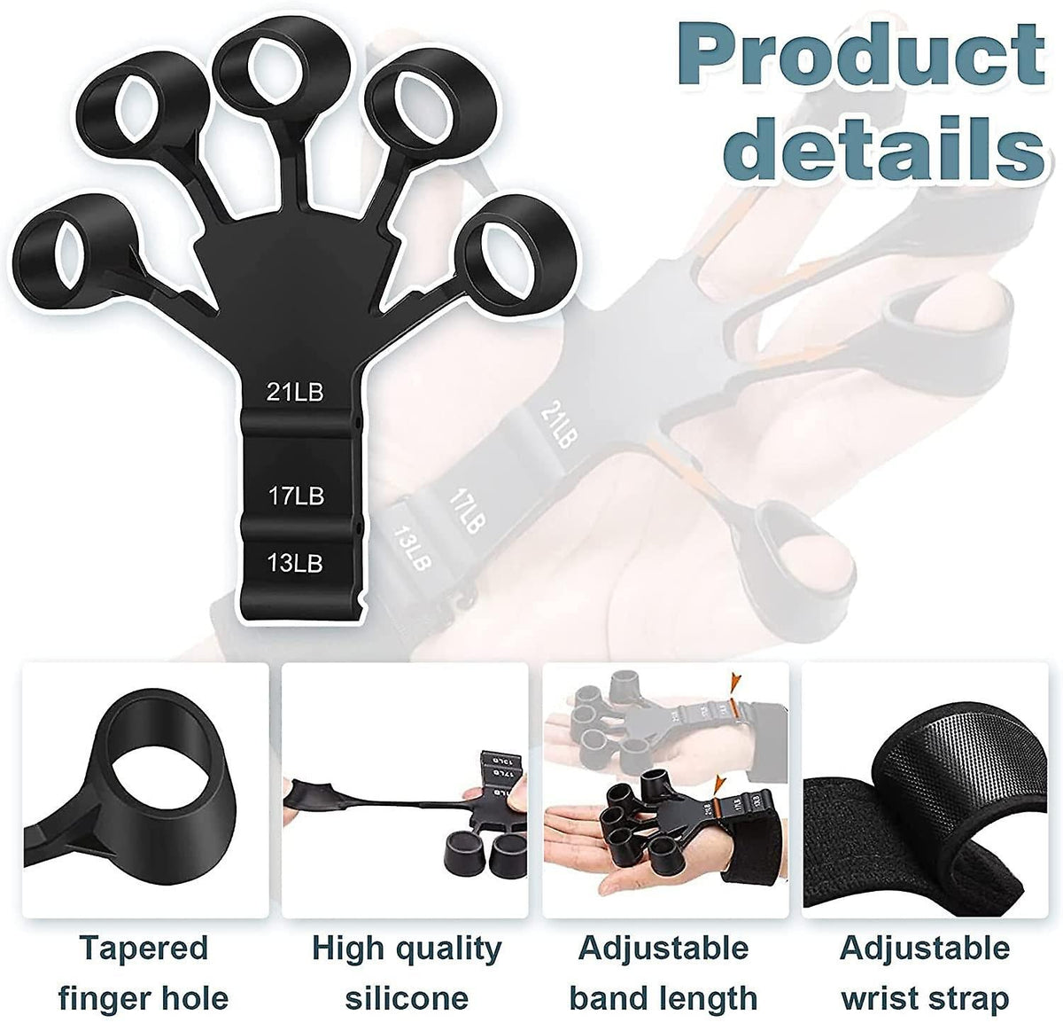 IronClad Hook Grip Strength Trainer, 6 Resistant Level Grip Strength Kit zambeel