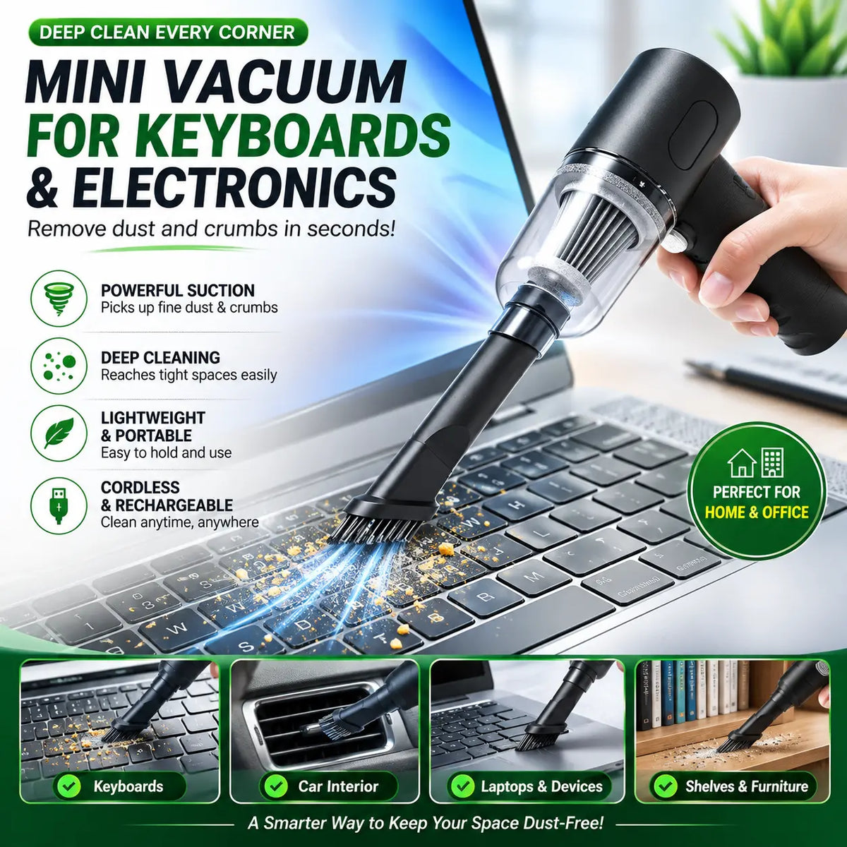 Portable Car Vacuum Cleaner & Air Blower 3-in-1 | مكنسة سيارة محمولة ومنفاخ هواء 3 في 1 zambeel